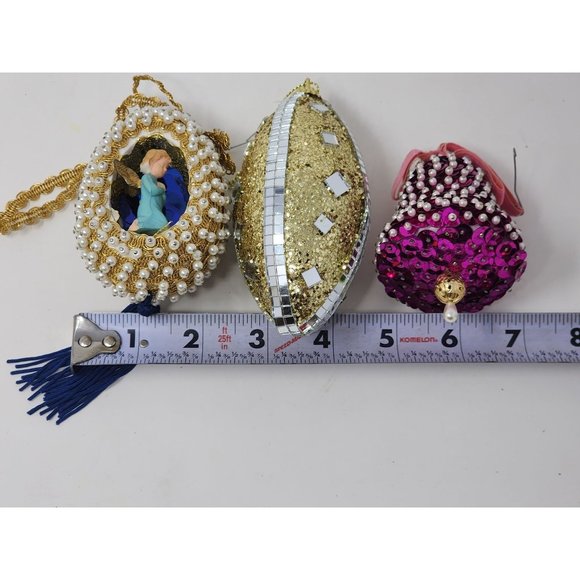 Vintage Push Pin Ornaments Faux Gold Pearls Tassel Angel/Bell/Teardrop Ornaments - Picture 2 of 3